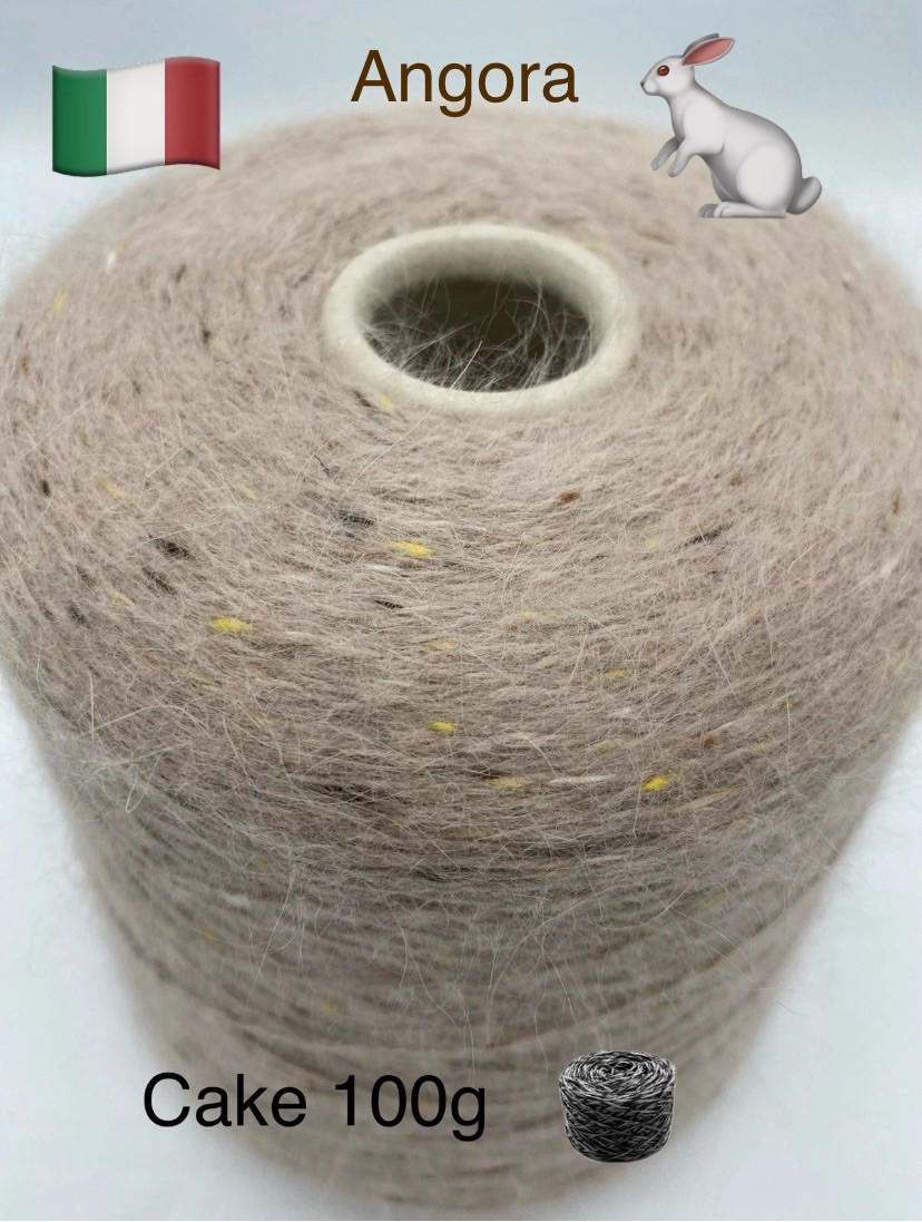 Angora 75 Italy Luxury Yarn 100g Cake Angora 75% Vi 5% Pa 20% Tweed Oatmeal New