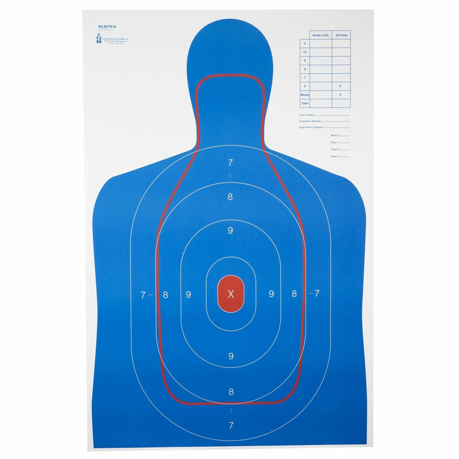 Action Target B-27E And FBI Q Combination Target Blue/Red 23" x 35" 100 Per Box