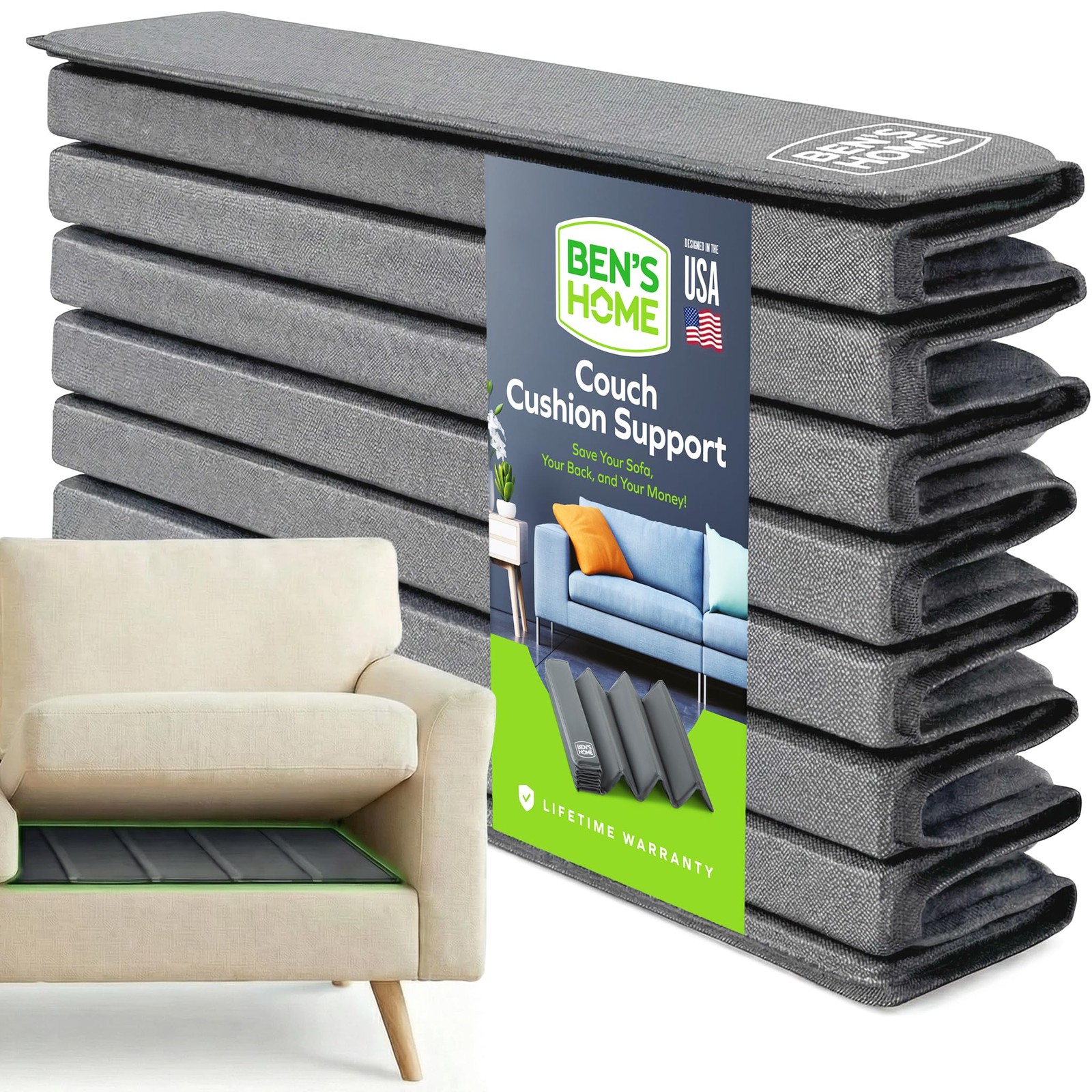 Couch Cushion Support Board 0.5" Thick 400 LBS Fits 58-67" x 19.7" Anti-Slip