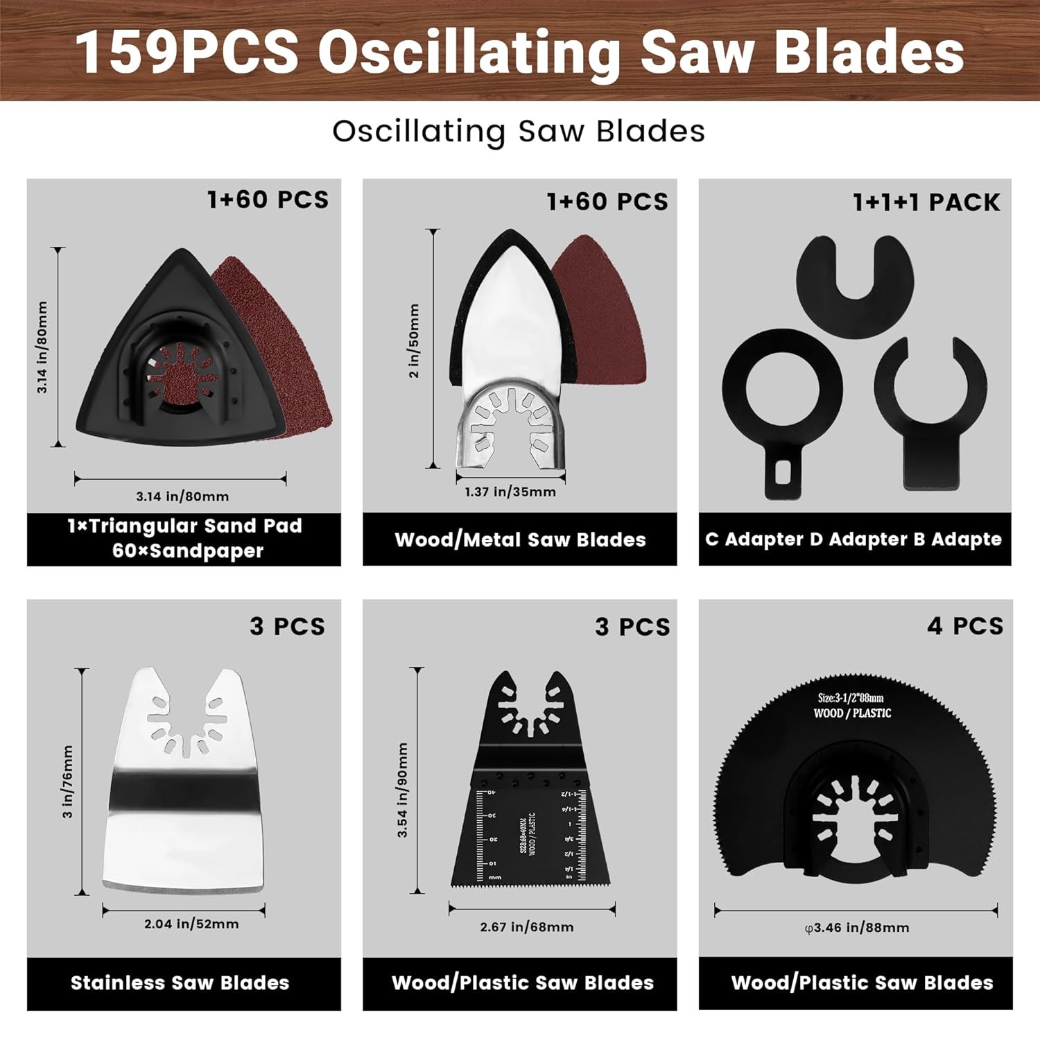 Oscillating Saw Blades 159pc Multitool Wood Metal Plastic Universal