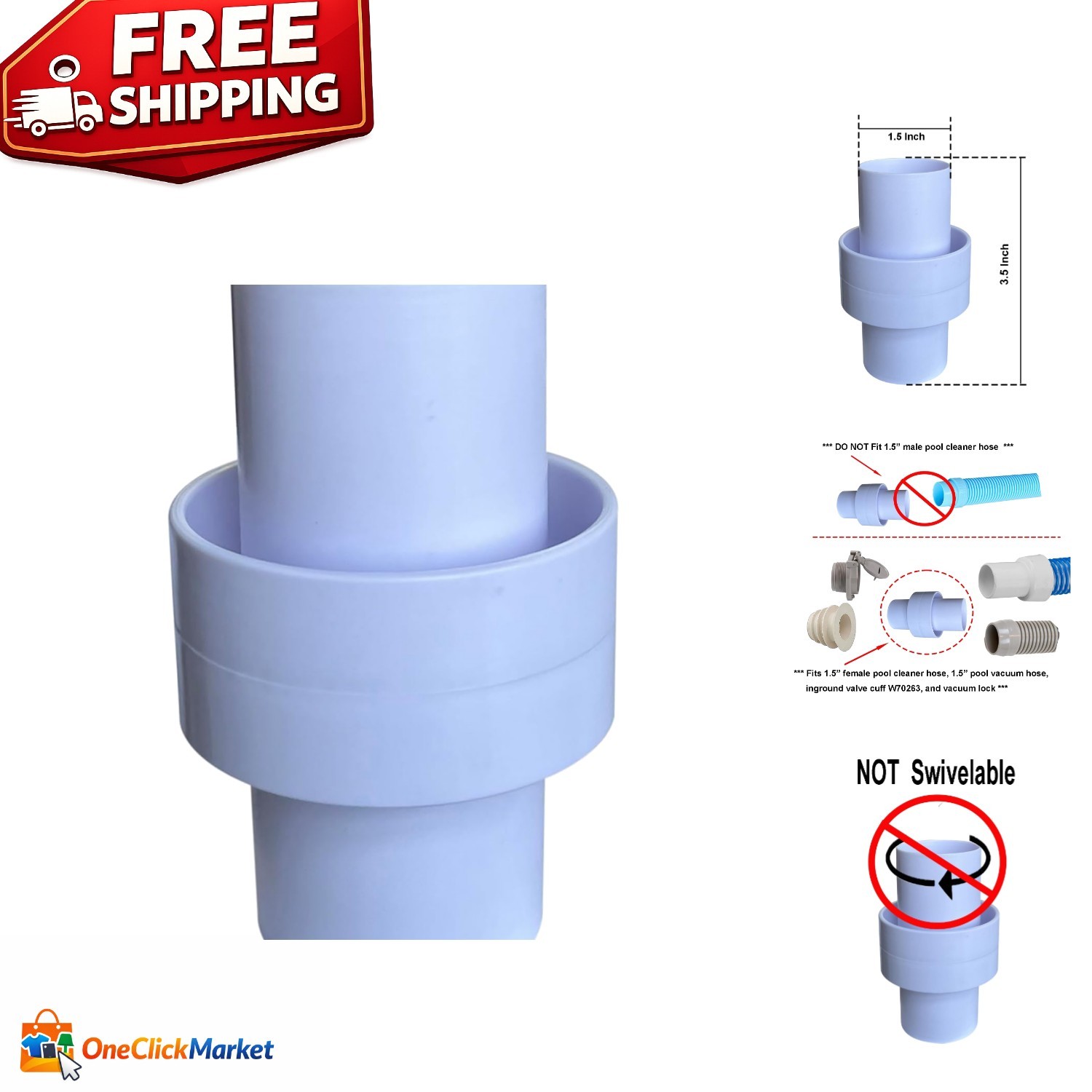 High-Quality 1.5" Pool Cleaner Connector - Essential for Efficient Maintenance