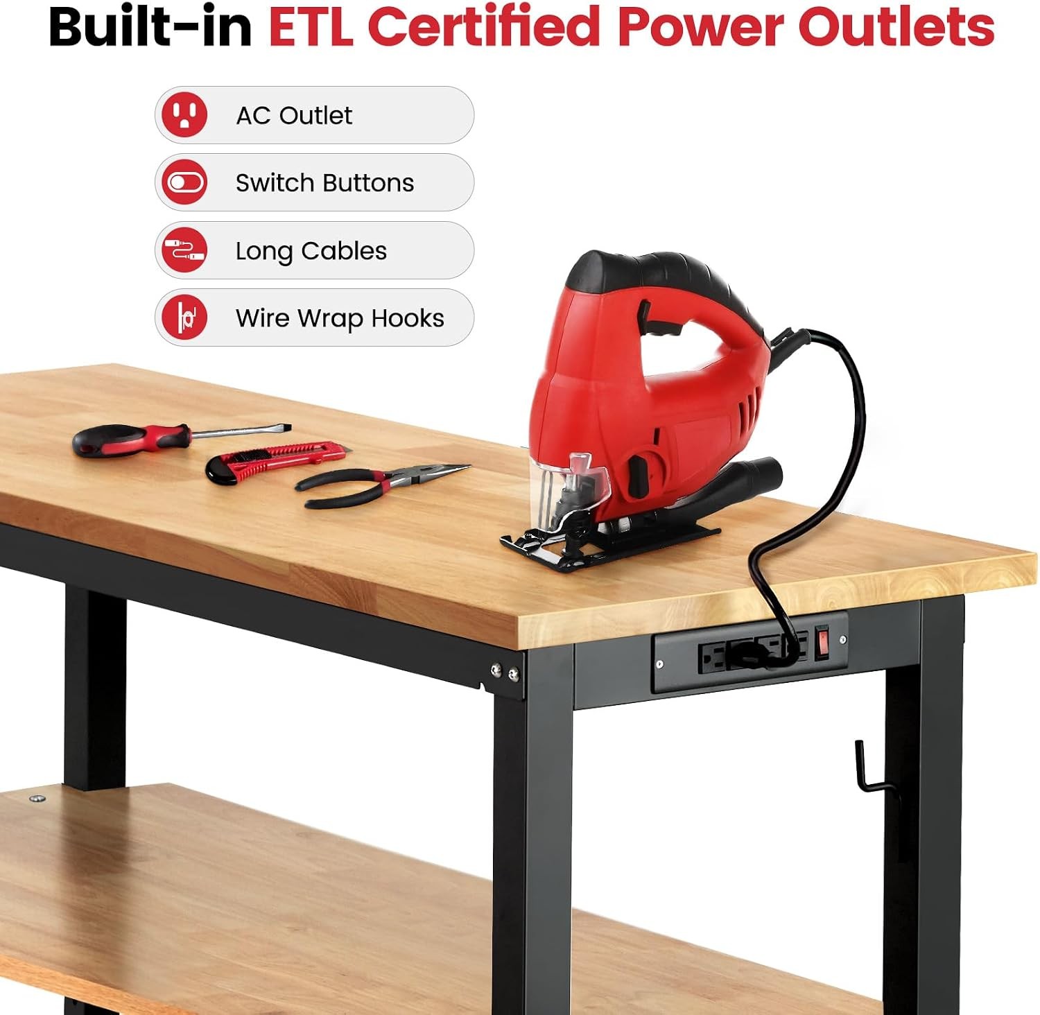 Adjustable Height Work Bench 60X 22 Workbench for Garage Work Table with under T