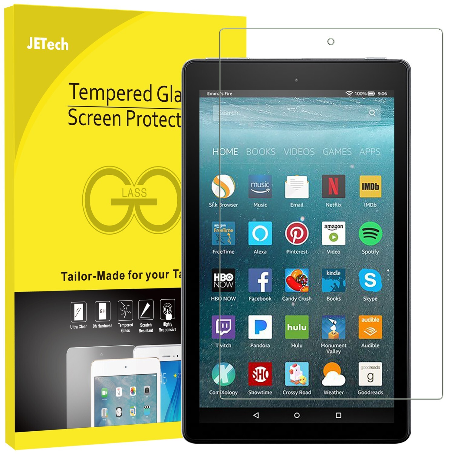JETech Screen Protector for Amazon Fire 7 (9th/7th Generation, 2019/2017 Model)
