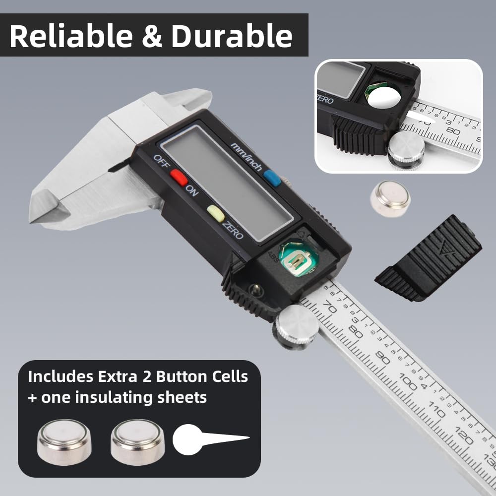 Calibrador Digital 6" Pie de Rey Vernier de Acero Medición Precisa Taller PRO