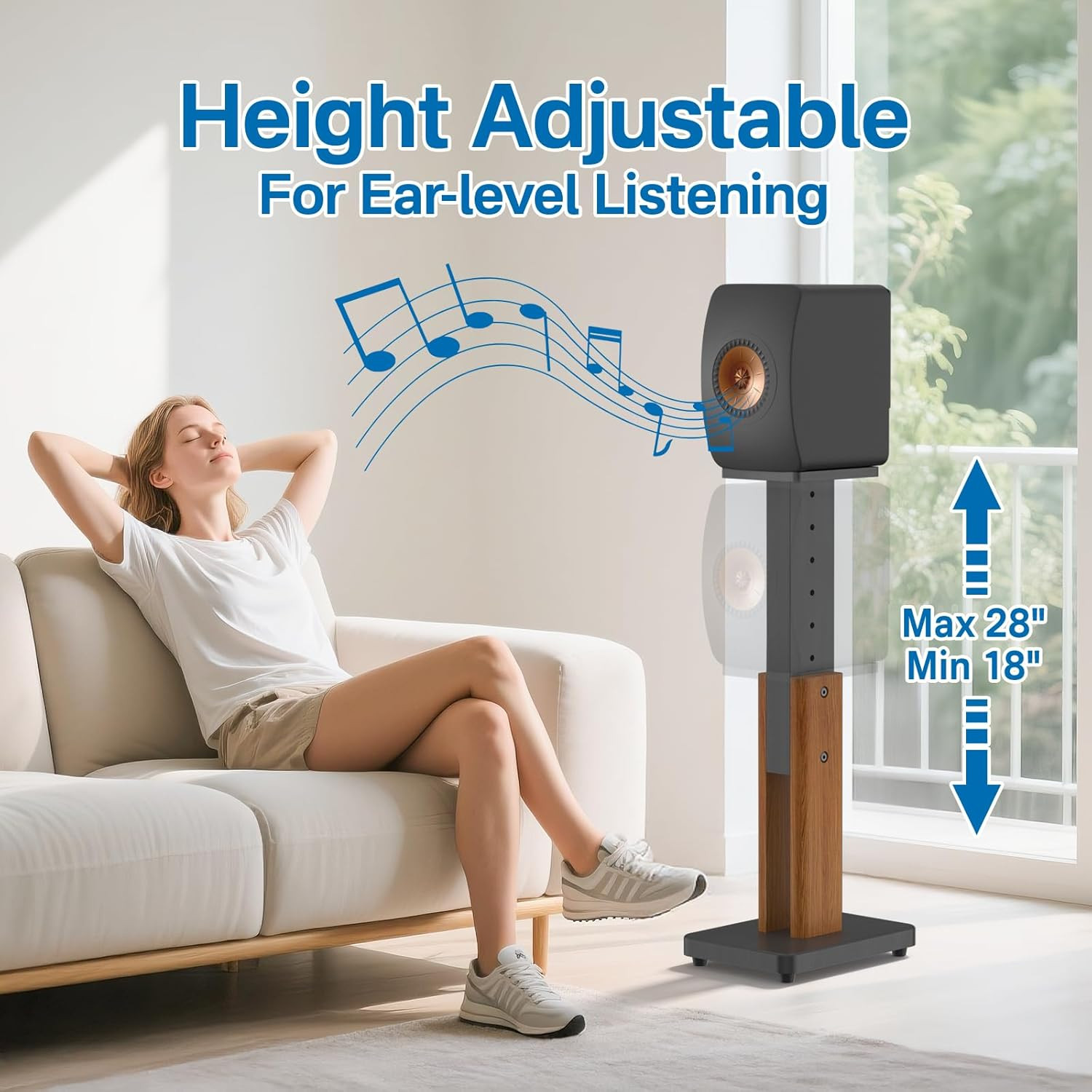 Heavy Duty Adjustable Speaker Stands Pair for KEF LS50 Meta Wireless Speaker