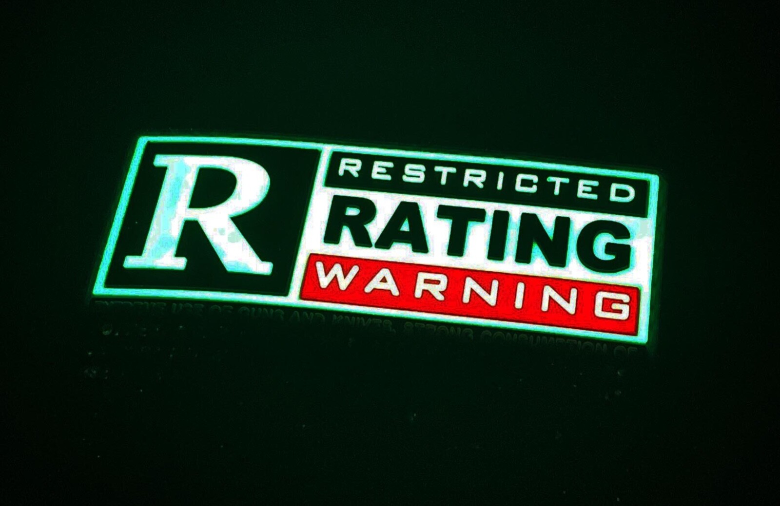 RATED R PATCH - 3" X 2" PVC - GLOWS RED IN THE DARK!