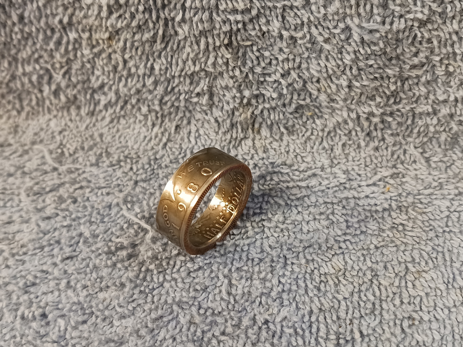 1980  Kennedy Half Dollars  size 10  coin ring  handmade mixed metals (A)