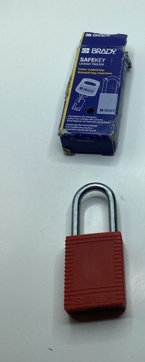 BRADY SAFEKEY NYL-RED-38ST-KD Lockout Padlock Nylon Red 1.5" Steel Shk