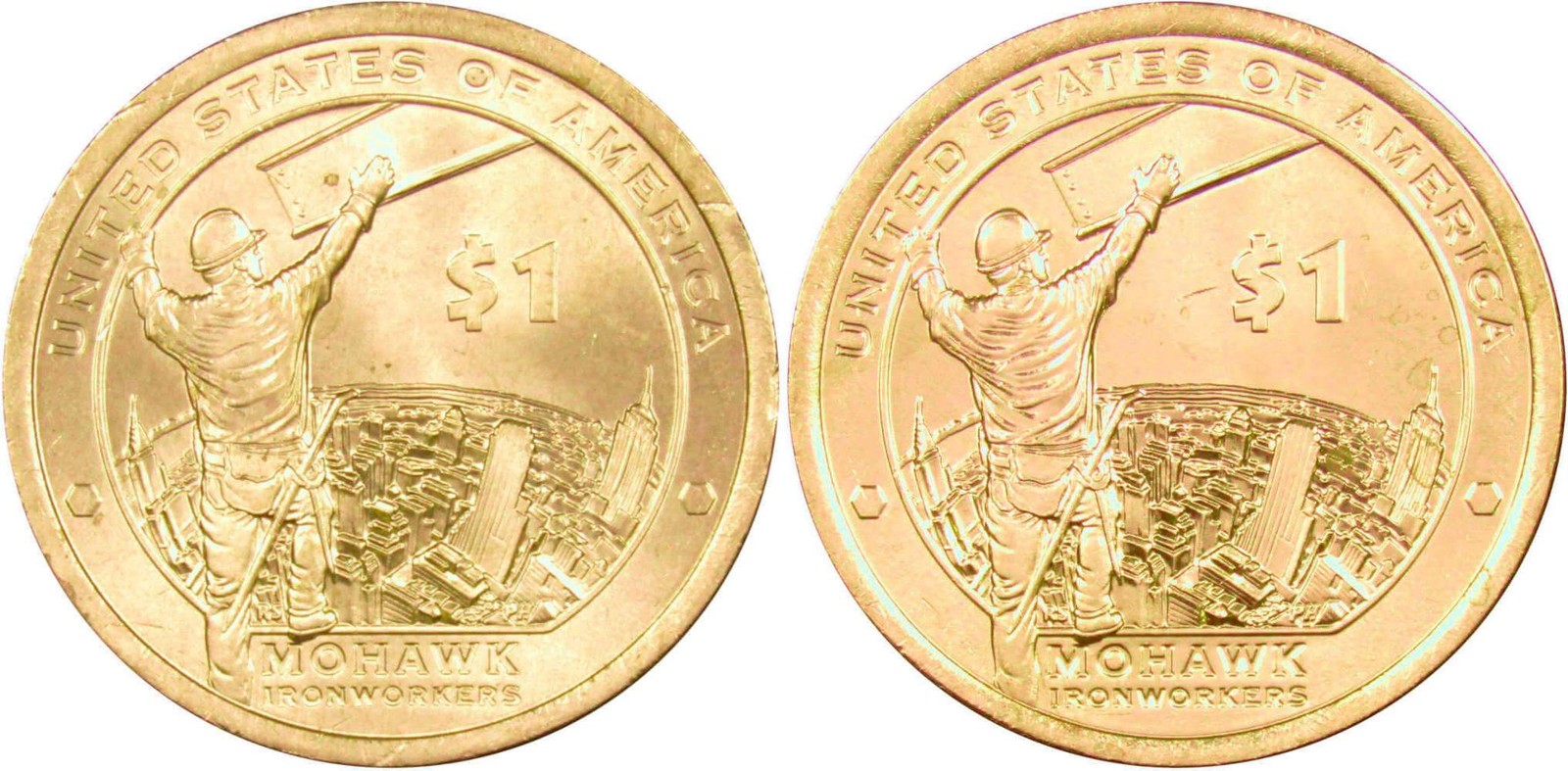2015 P&D Mohawk Ironworkers Native American $1 2 Coin Set Uncirculated