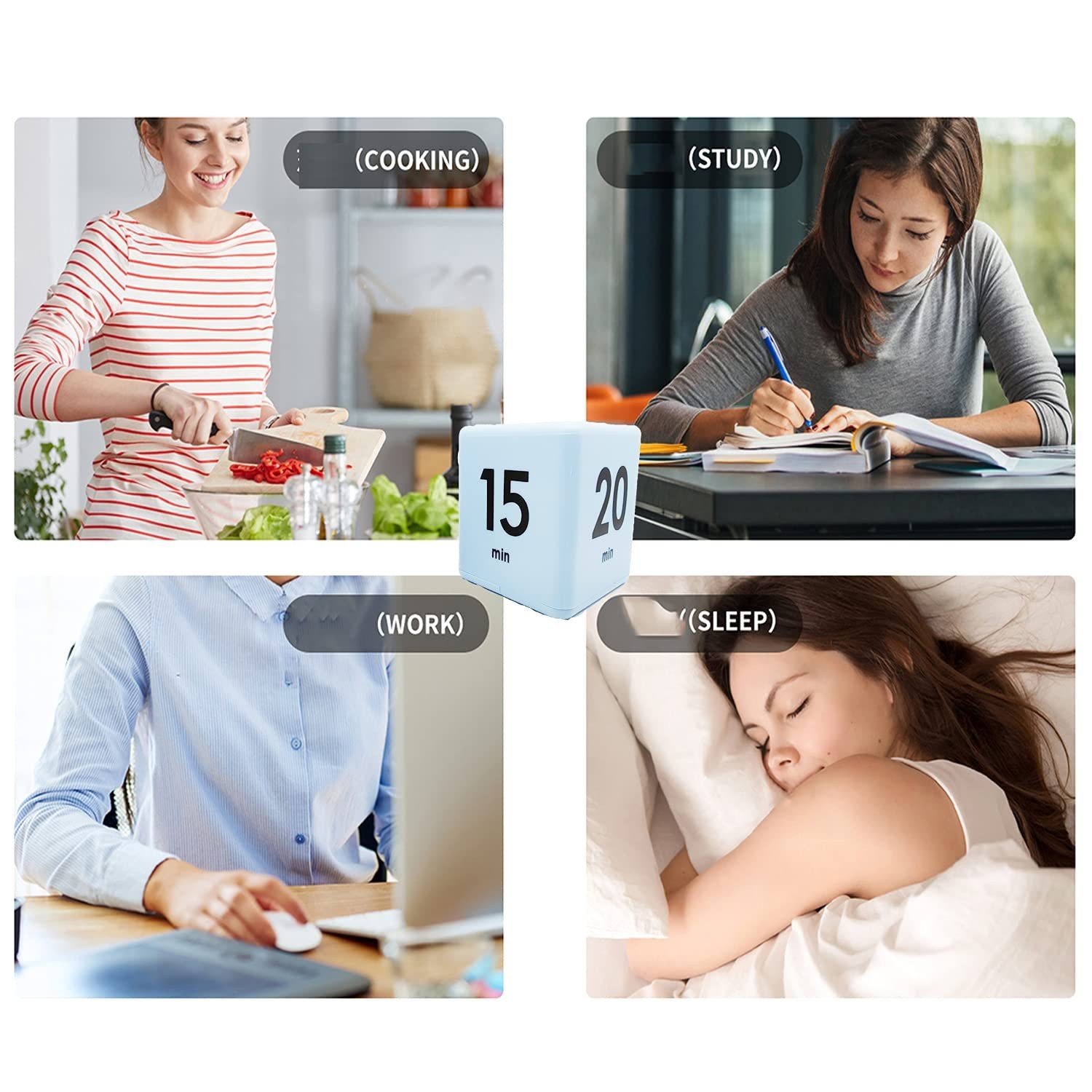 2 Pieces Cube Timers, Kitchen Child Timer Exercise Timer, Workout and Game, G...
