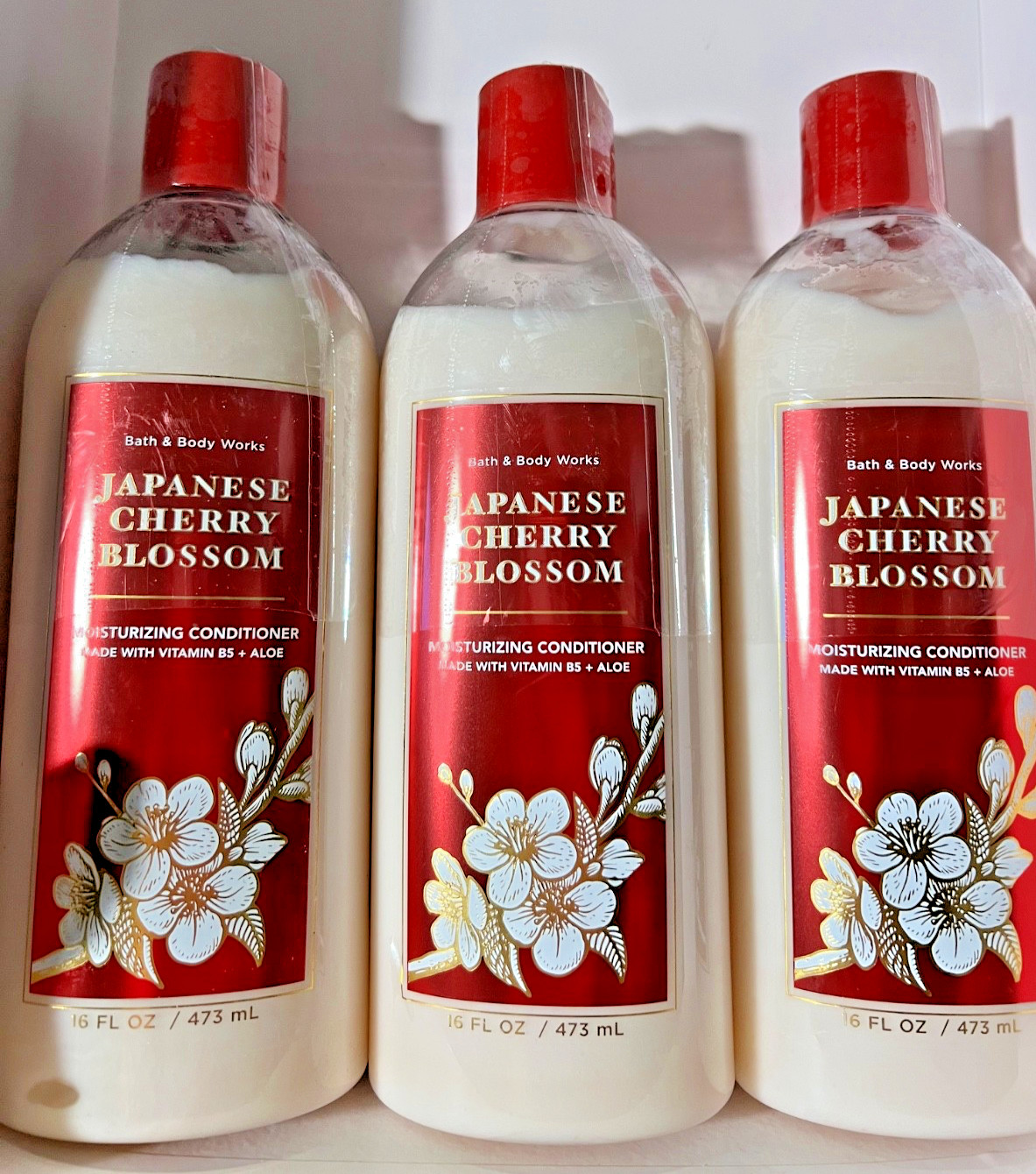 3x Bath & Body Works JAPANESE CHERRY BLOSSOM Hair Conditioner Lot x 3 NEW Sealed