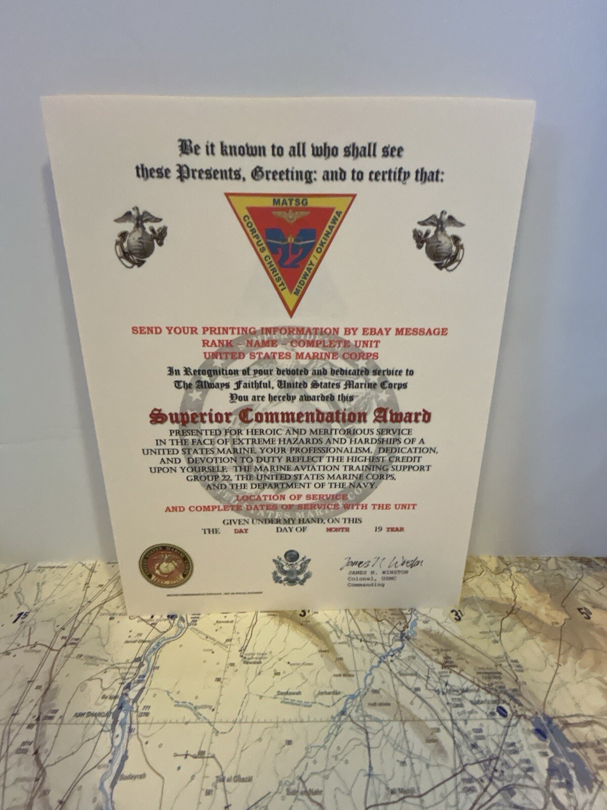 U.S.M.C. / AVIATION TRAINING SUPPORT GROUP 22 - SUPERIOR COMMENDATION AWARD