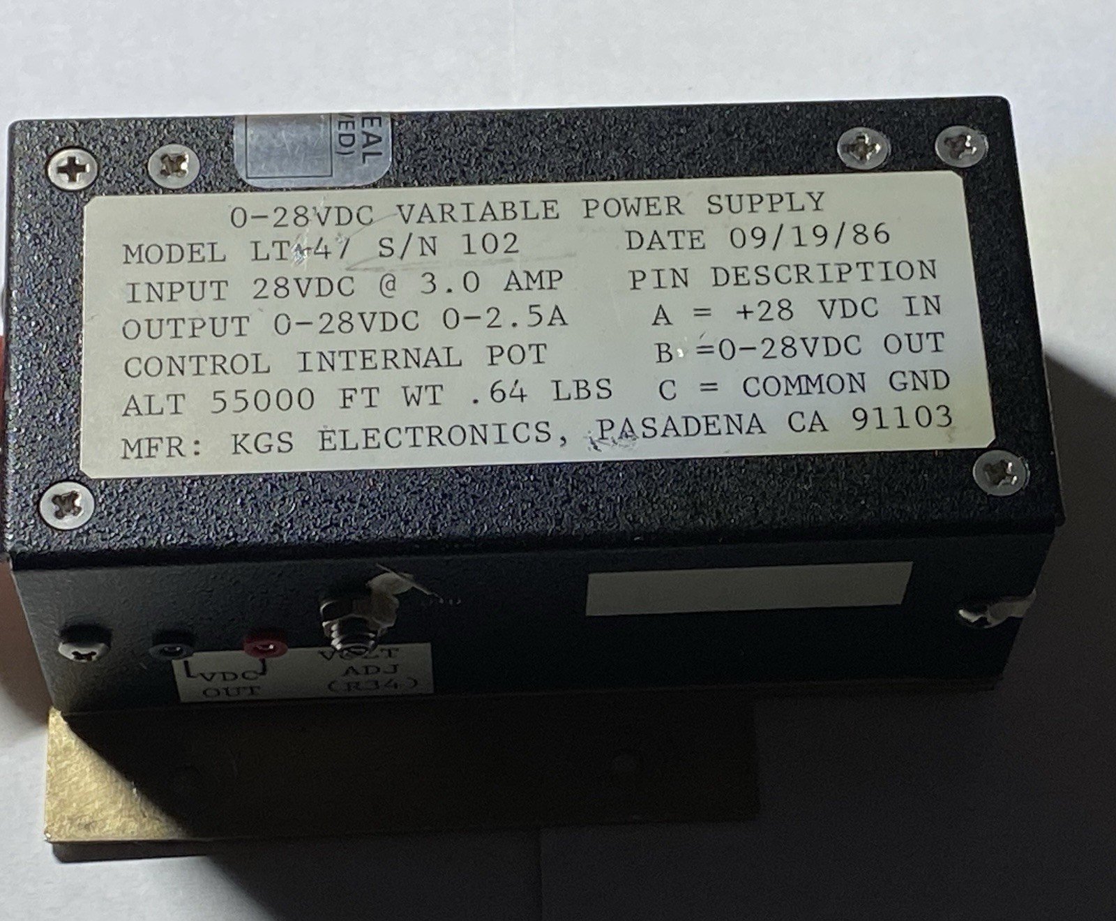 KGS Electronics LT-47 Power Suppy