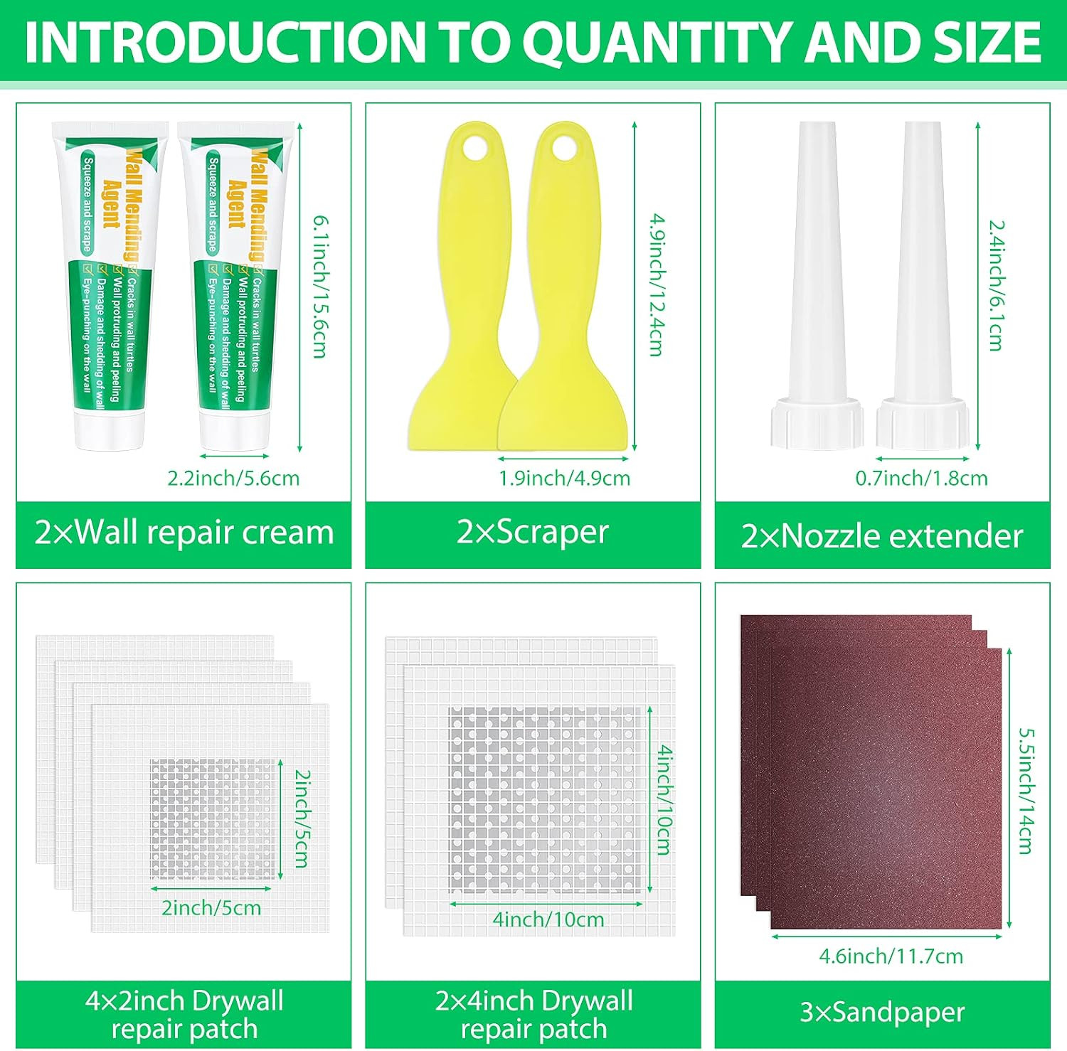 Drywall Repair Kit - Large Hole Patch, Wall Mending Agent with Scraper - Easy to