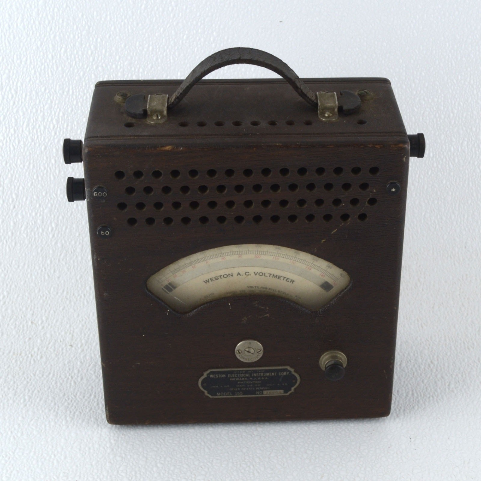 Weston Model 155 AC Voltmeter Dual Range 150/600V Wood Case Patent 1898 TESTED