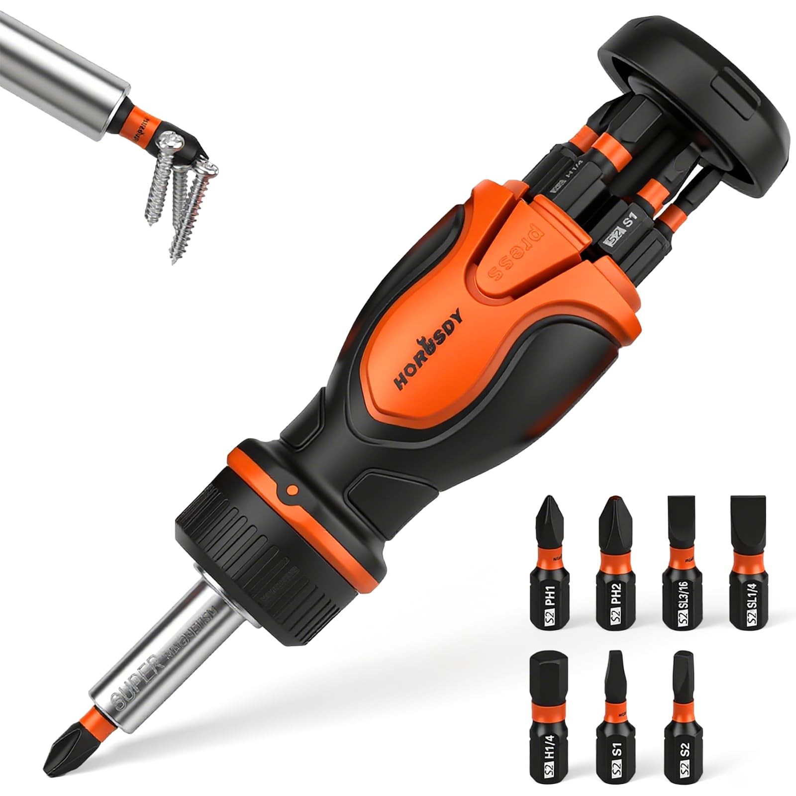 Magnetic Portable Screwdriver Bit Set: 8-in-1 Ratcheting Screw Driver Include...