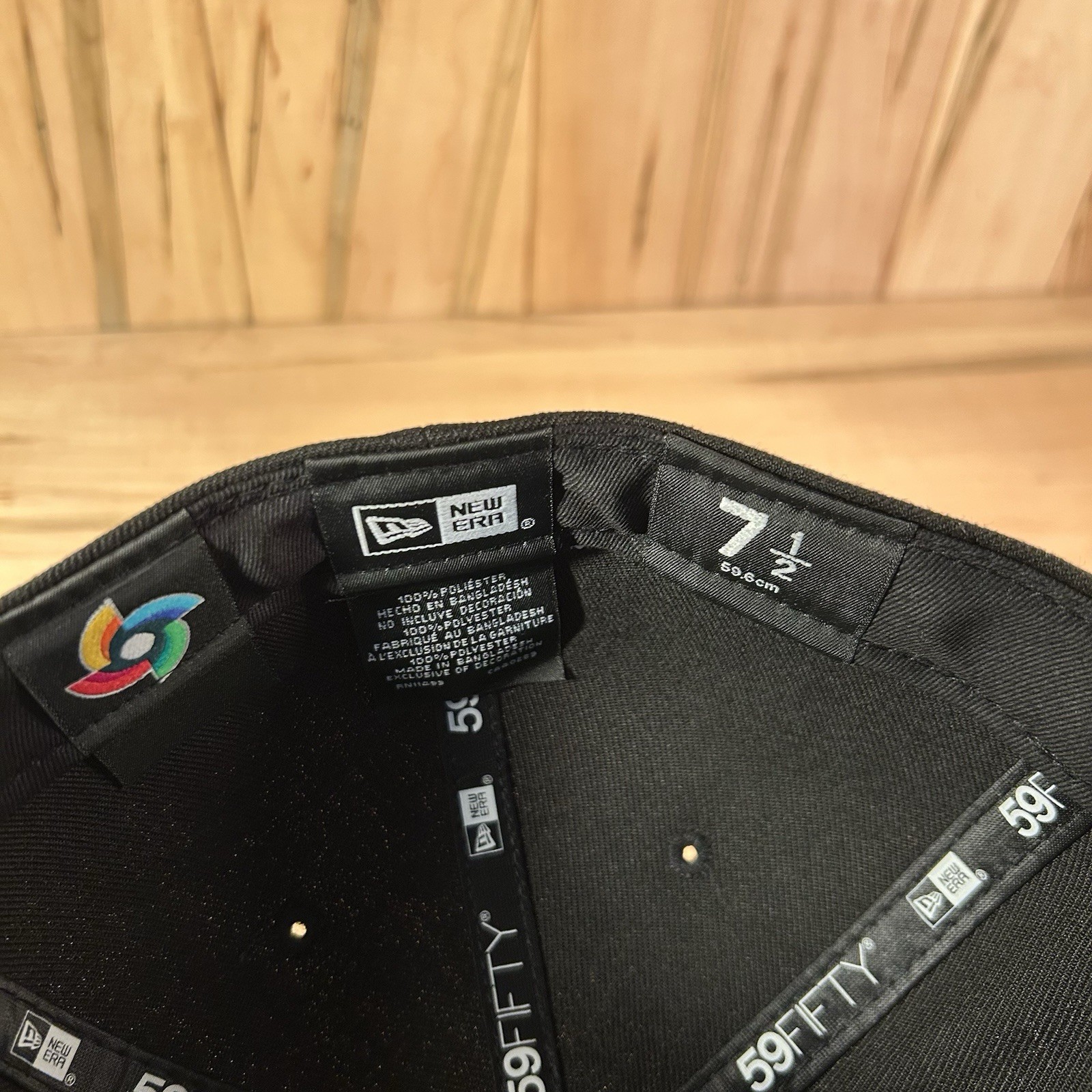 NEW ERA 59 FIFTY DOMINICAN REPUBLIC WORLD BASEBLL FITTED HAT MENS SZ 7 1/2 BLACK