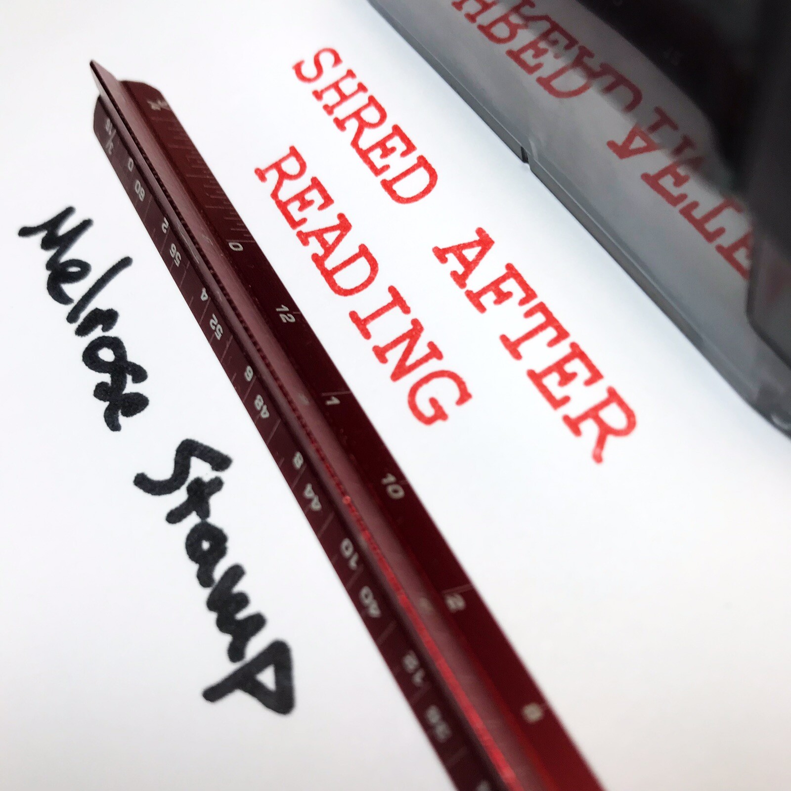 Shred After Reading Rubber Stamp Red Ink Self Inking Ideal 4913