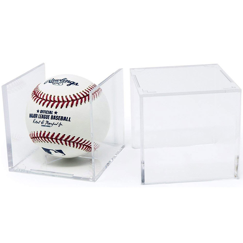 2Pcs Transparent Acrylic Baseball Holder with Stable Cradle for Display