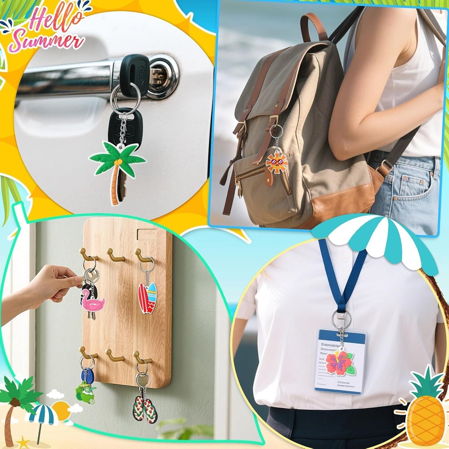 Exquisite 30PCS Silicone Summer Keychains - Ideal for Celebrations & Gifts