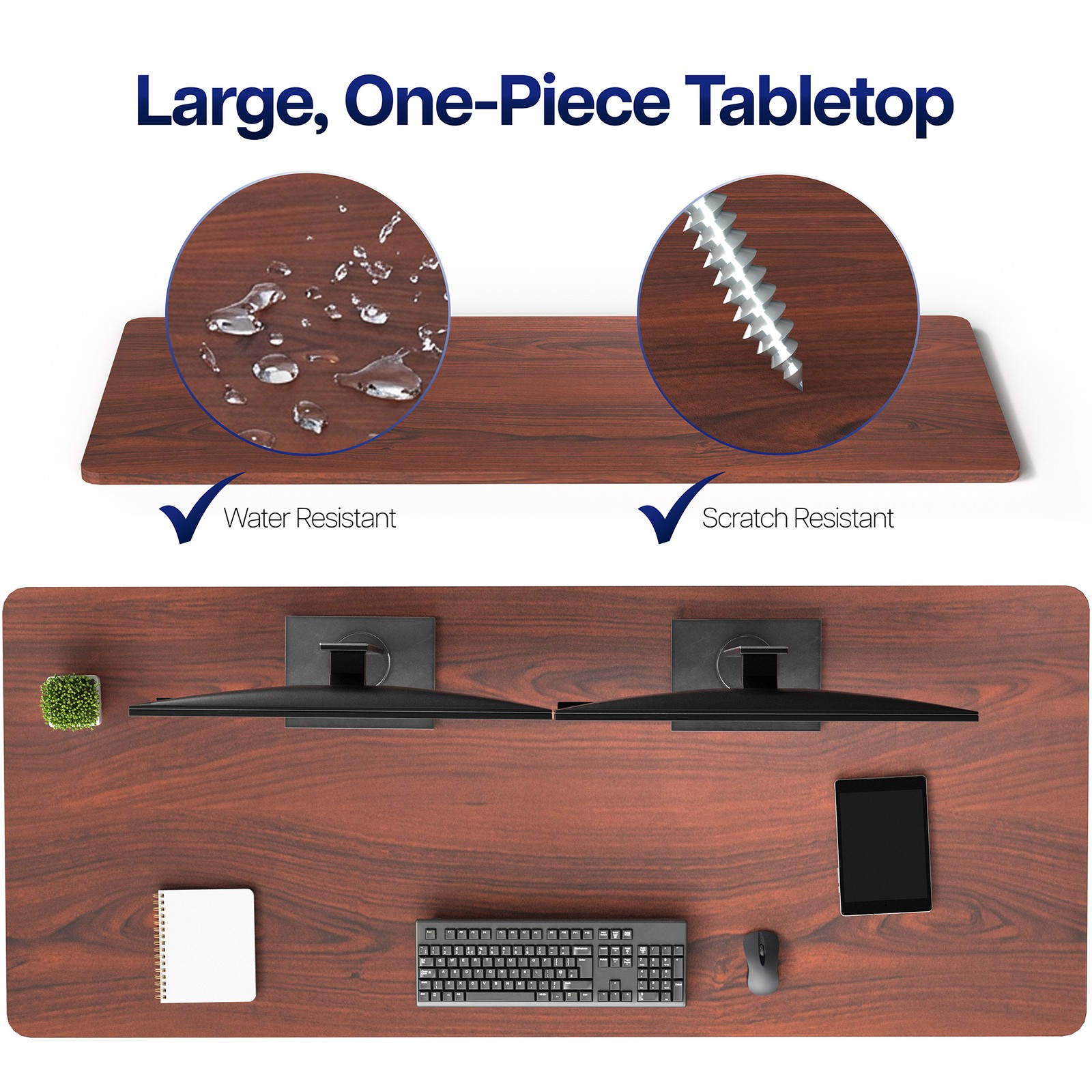 VIVO Dark Walnut 71 x 30 inch Universal Solid Top for Sit Stand Desk Frames