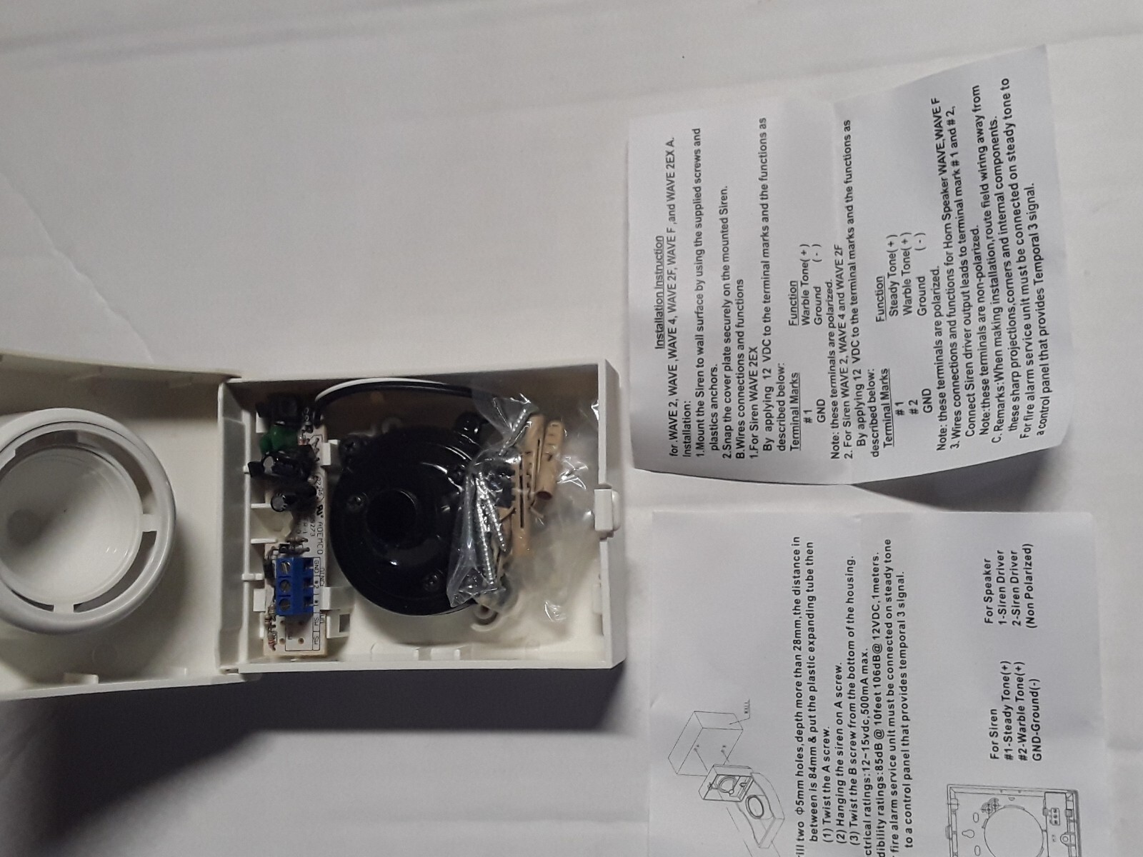 Ademco Wave Series - Model Wave 2 - Siren - Wiring for Siren