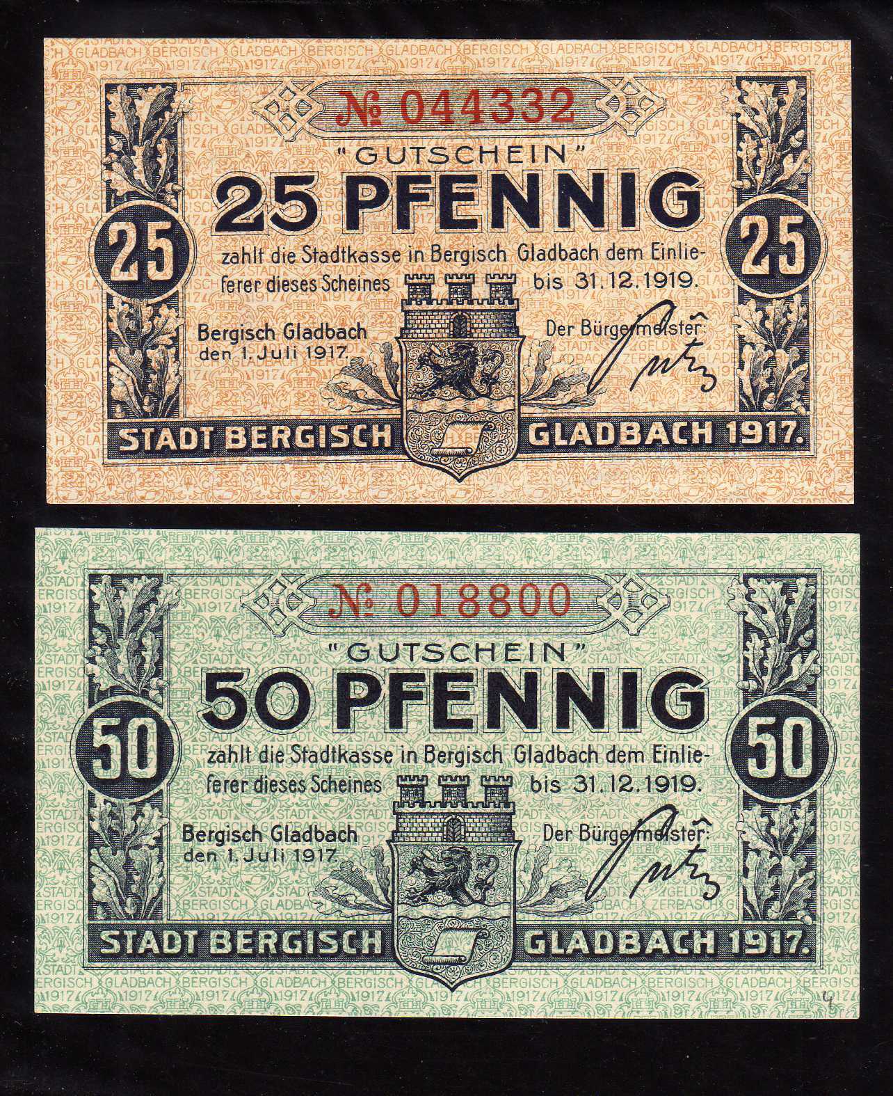 BERGISCH GLADBACH   - GERMANY NOTGELD - 25, 50 PFENNIG
