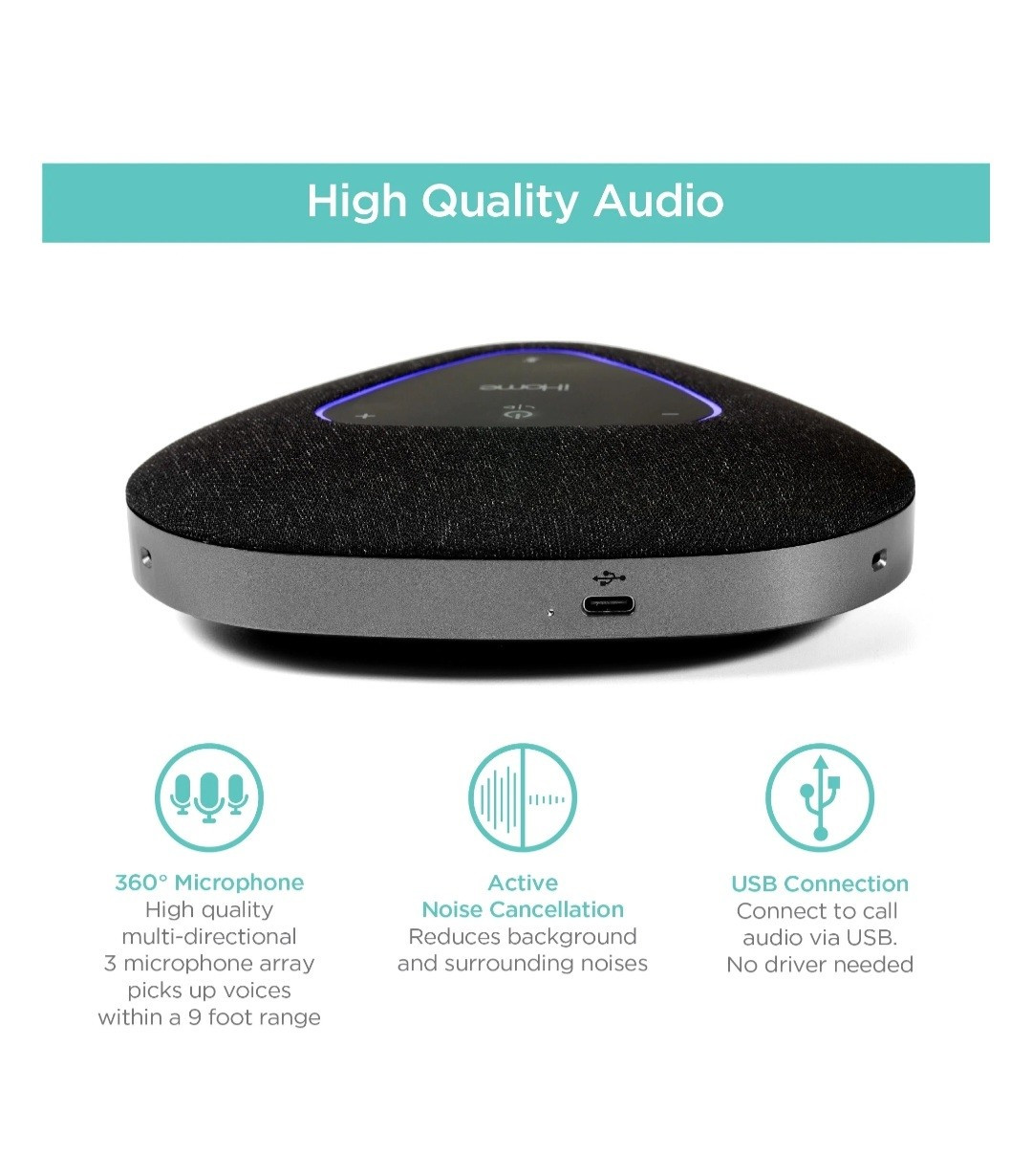 iHome CALLBOOST- 3-Mic Conference Speakerphone -Bluetooth