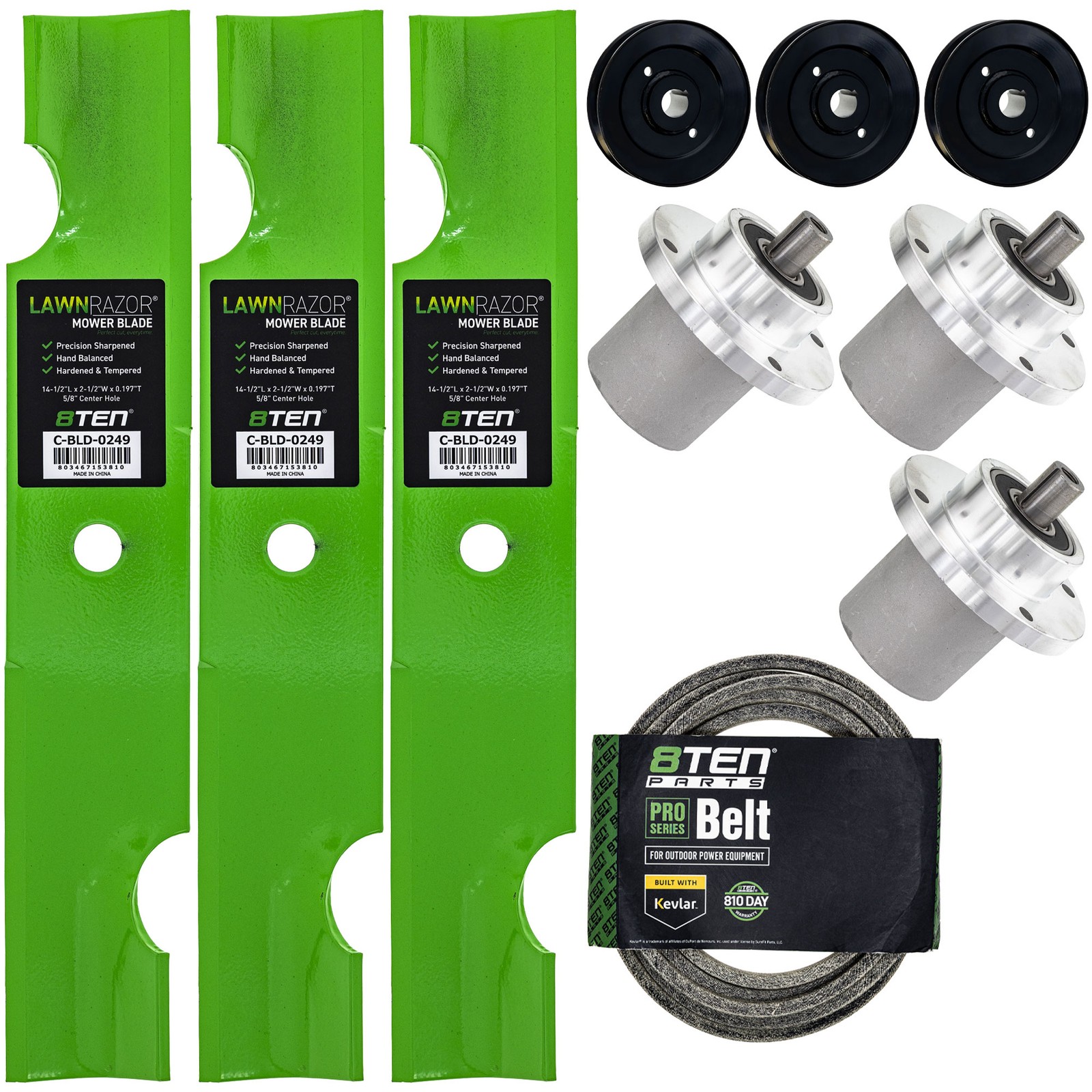 8TEN Blade Spindle Belt Kit for Bad Boy MZ Magnum 42 038-4221-00 037-2050-00