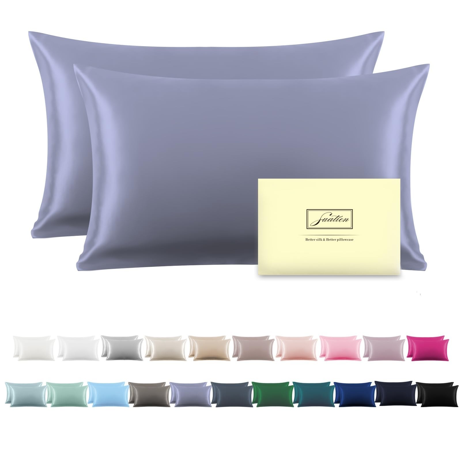 Silk Pillowcase for Hair and Skin,Soft,Breathable and Sliky 100% Standard Siz...