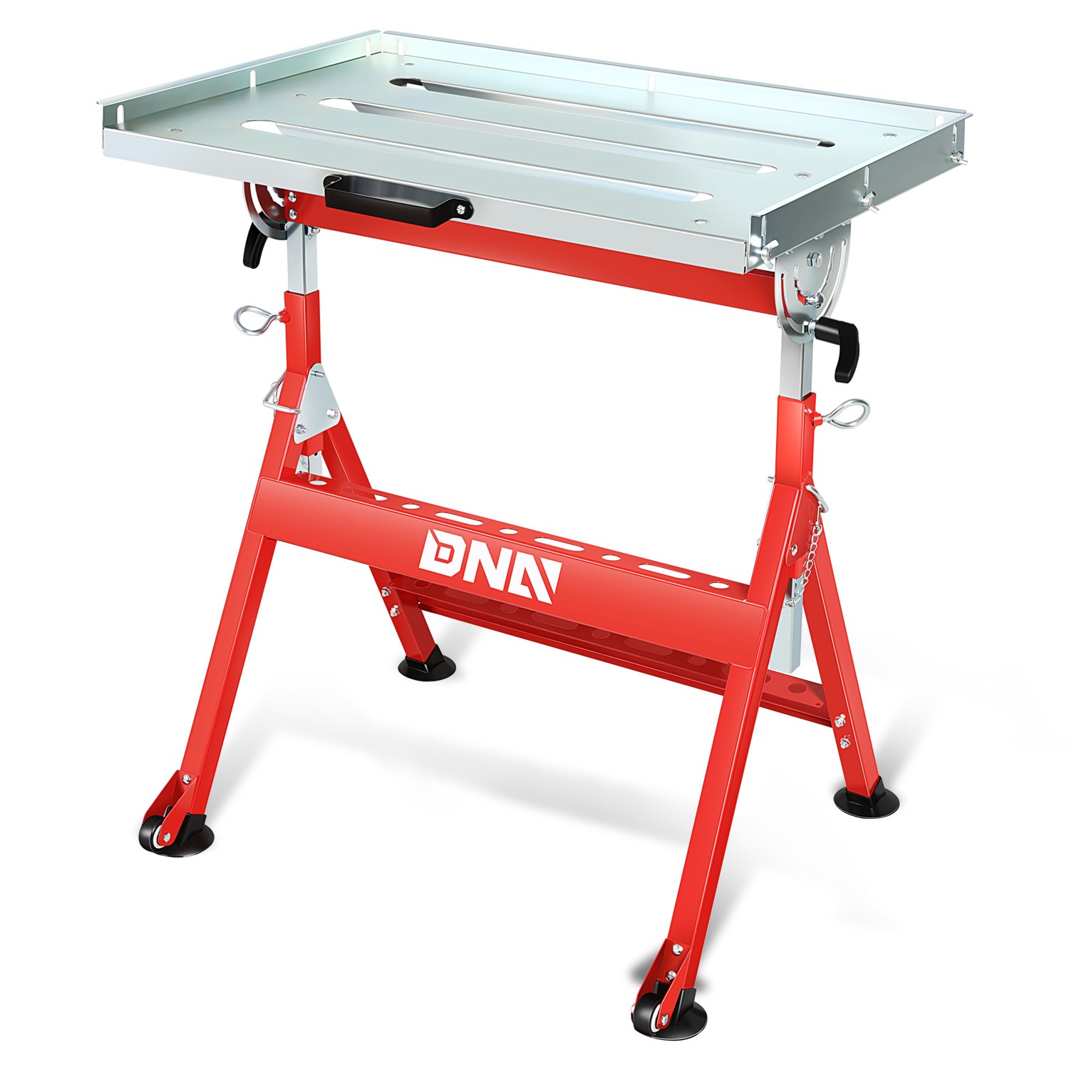 400LBS Zinc Plated Carbon Steel Workbench Welding Table With 2 Fixed Wheels Red