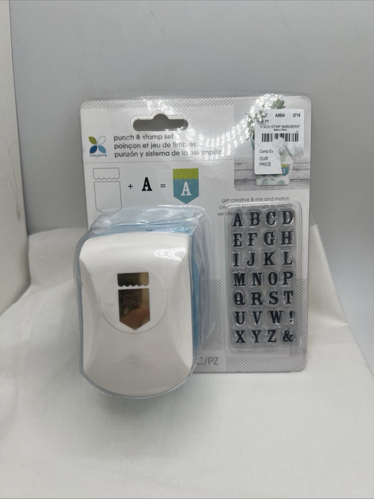 New Momenta Punch & Stamp Set Letters for Crafts, Scrapbooking, Cards