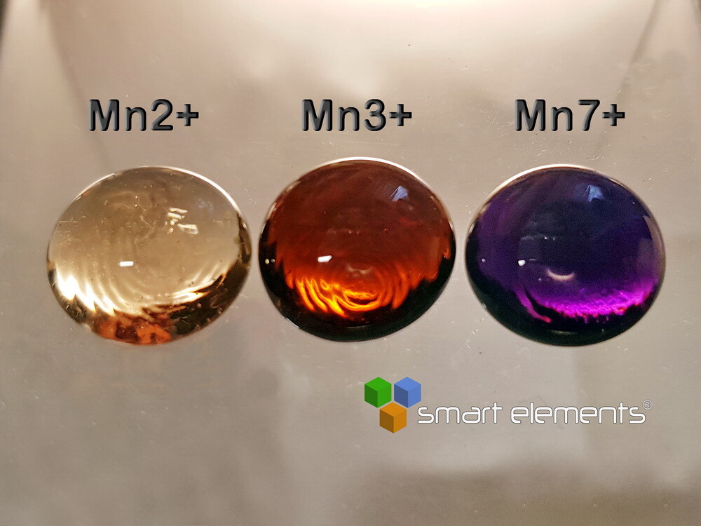 Collection of Manganese phosphate glasses of different oxidation states - 3 pcs.