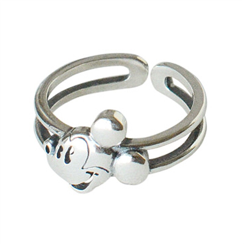 925 Sterling Silver Lovely Mickey Mouse Ring Adjustable