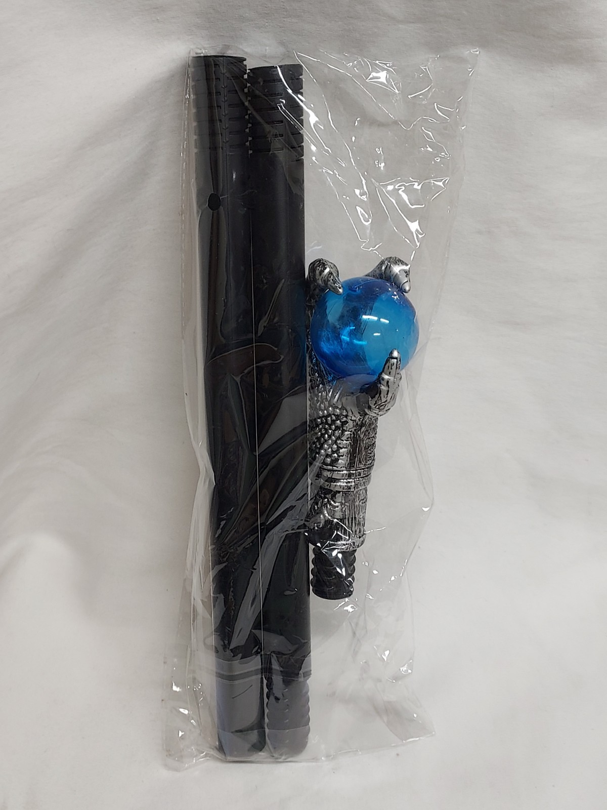 Kids Halloween Black Plastic Cane with Claw & Clear Blue Ball