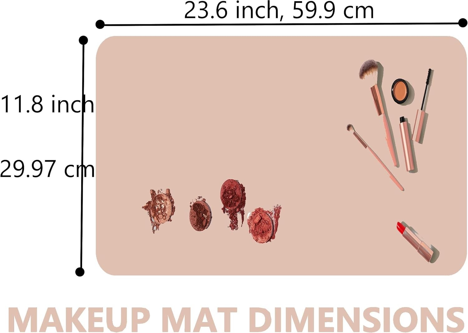 Makeup Mat for Vanity Top Protector, Cover Work 23.6" x11.8 ", Pink