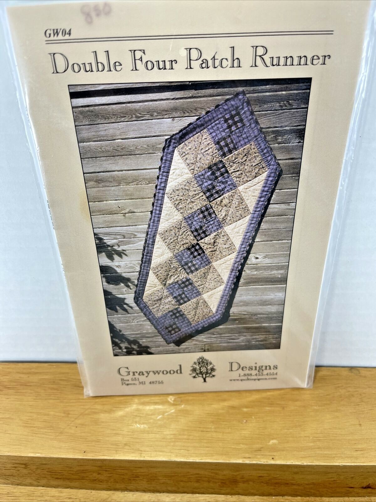 CRAFTS NOS Sewing Pattern FABRIC QUILT DOUBLE FOUR PATCH TABLE RUNNER 55X22