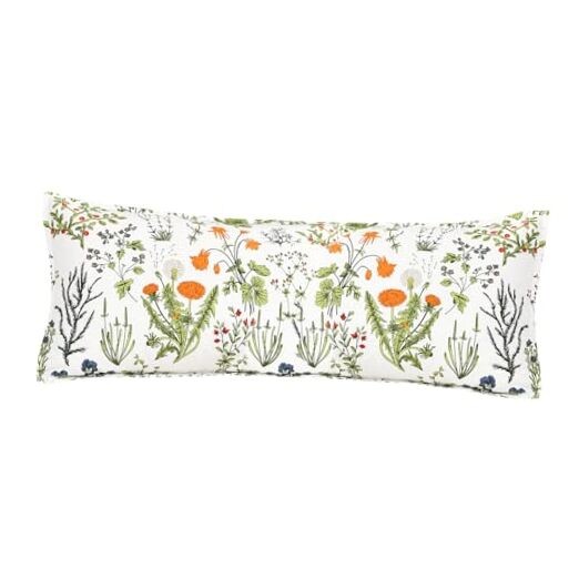 100% Cotton Body Pillow Shams 20"x54", Yellow 54" x 20" (Pack of 1) Floral C