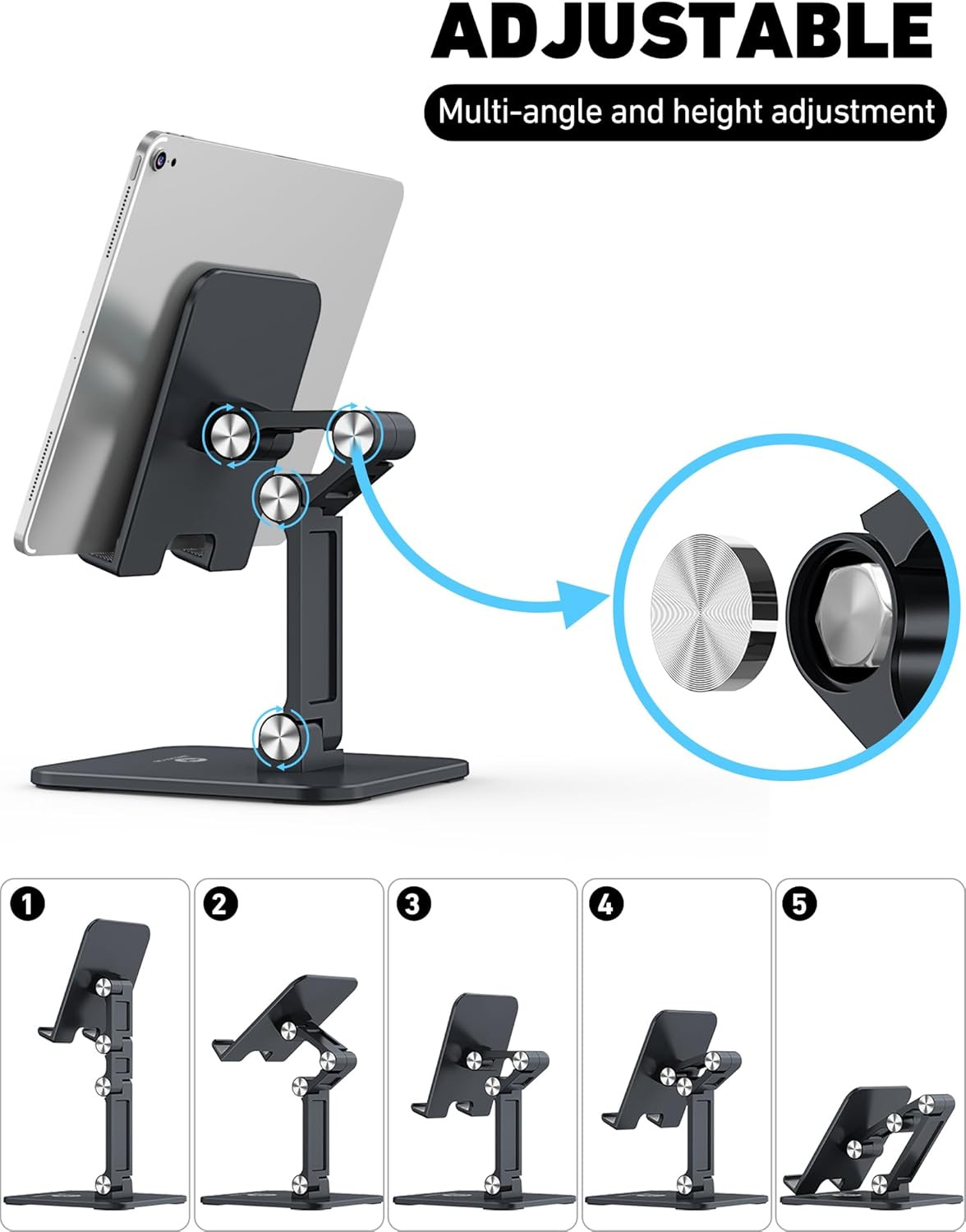 Ipad Stand for Desk - Adjustable Foldable Tablet Stand Holder for Ipad Accessori
