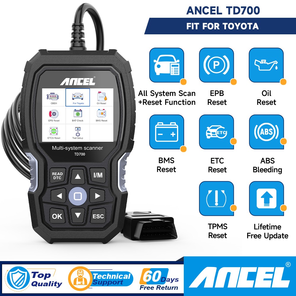 ANCEL TD700 Full System OBD2 Diagnostic Scanner ABS SAS DPF TPMS Fit For Lexus