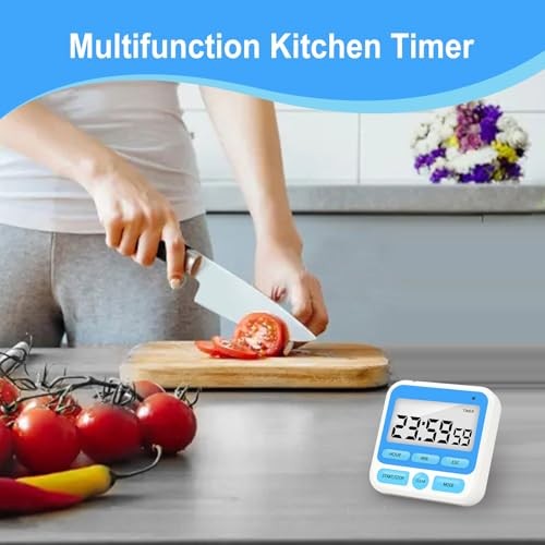 Multifunctional Kitchen Timer with Silent/Alert Mode, 24-Hour Clock, Blue