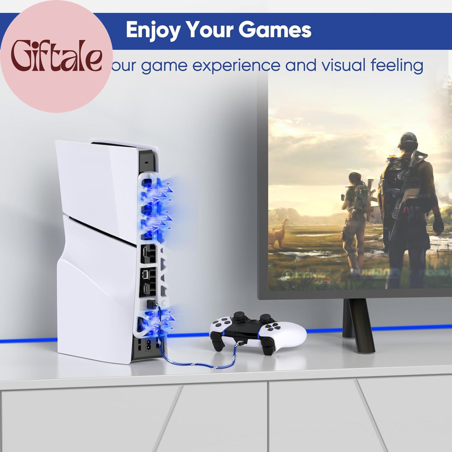Cooling Fan for PS5 Slim Console, Quiet Cooling System with Memory Function and
