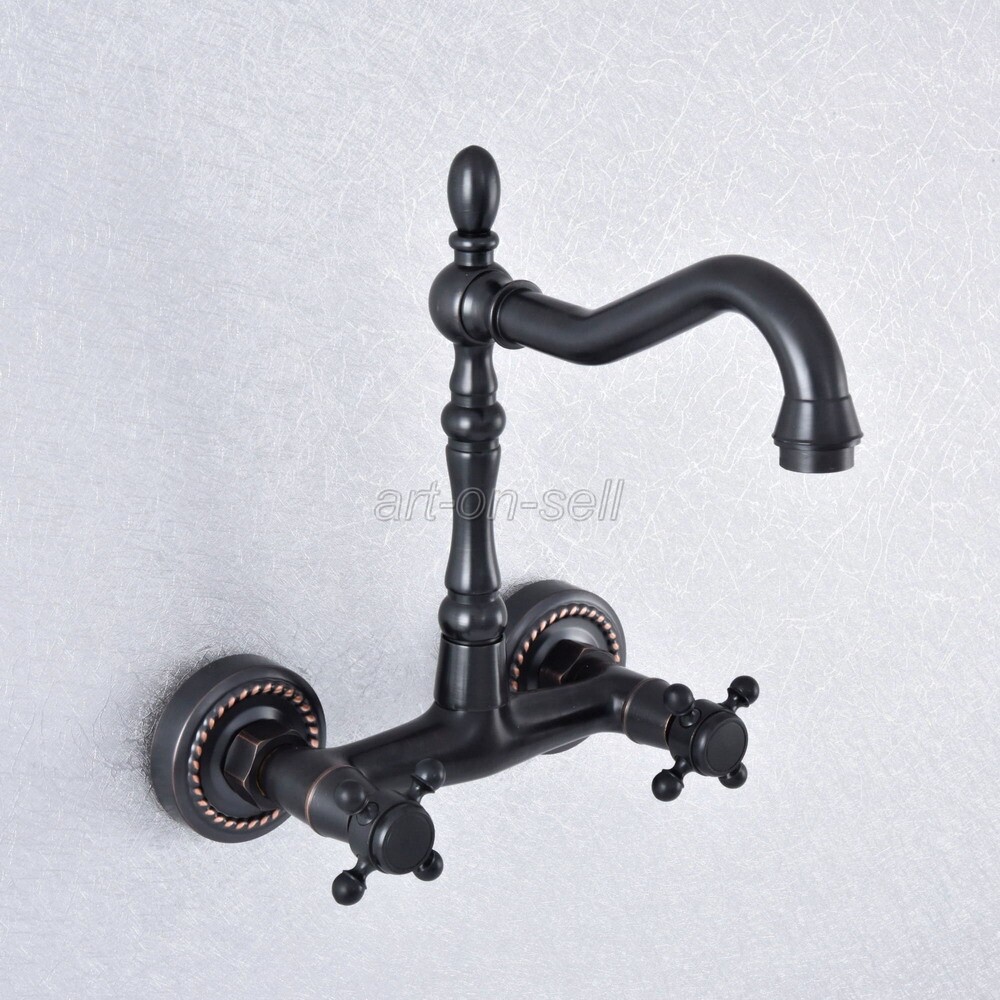 Oil Rubbed Bronze Bathroom Kitchen Sink Basin Faucet Mixer Tap Wall Mount asf740