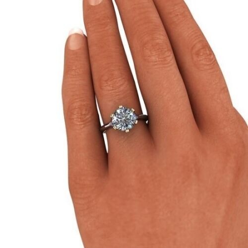 Lab-Created 2.50 Ct Round Cut White Diamond Engagement Ring 925 Sterling Silver
