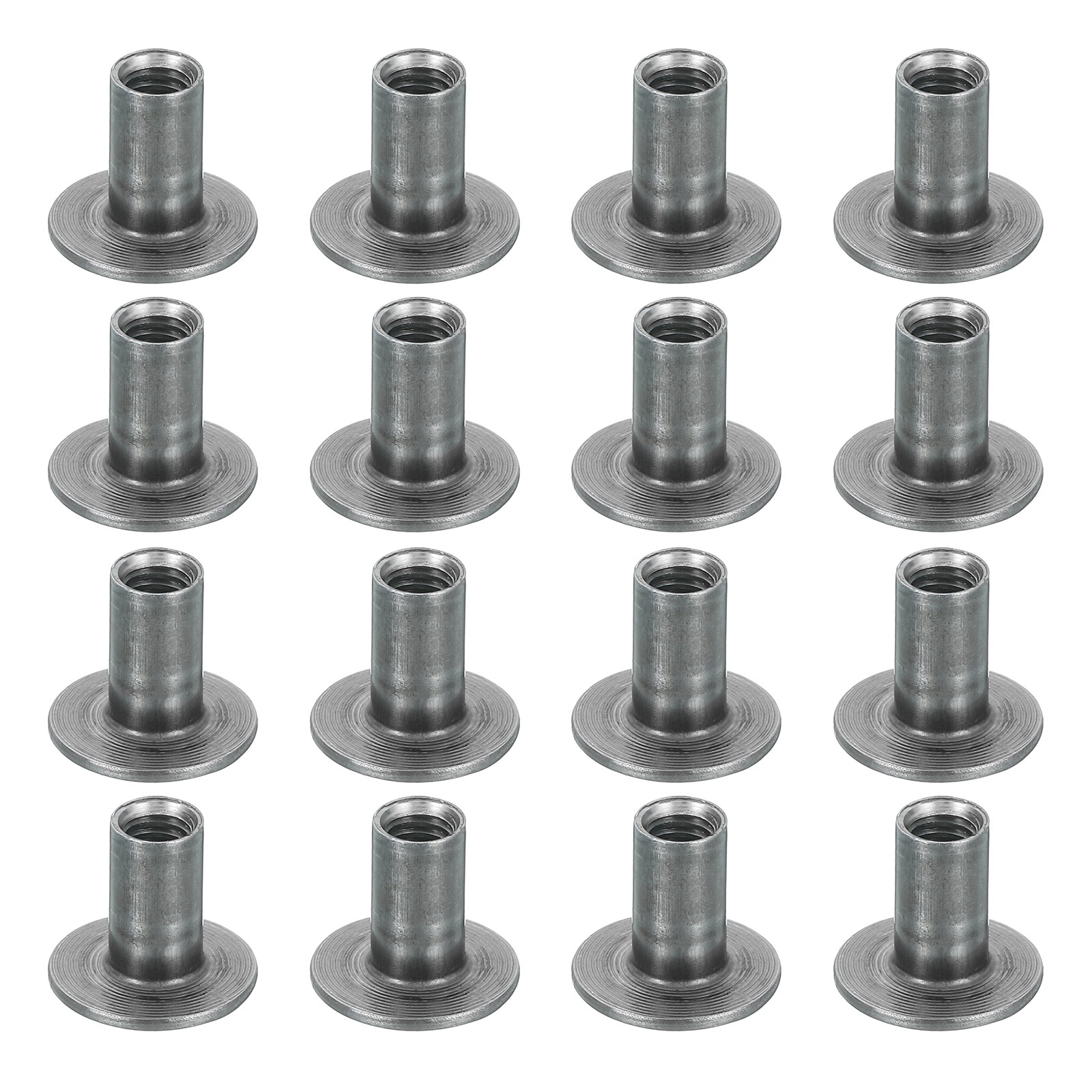 16Pcs M6x17.5x15mm Brad Hole Tee Nut Carbon Steel T-Nut Round Base Plate Nut