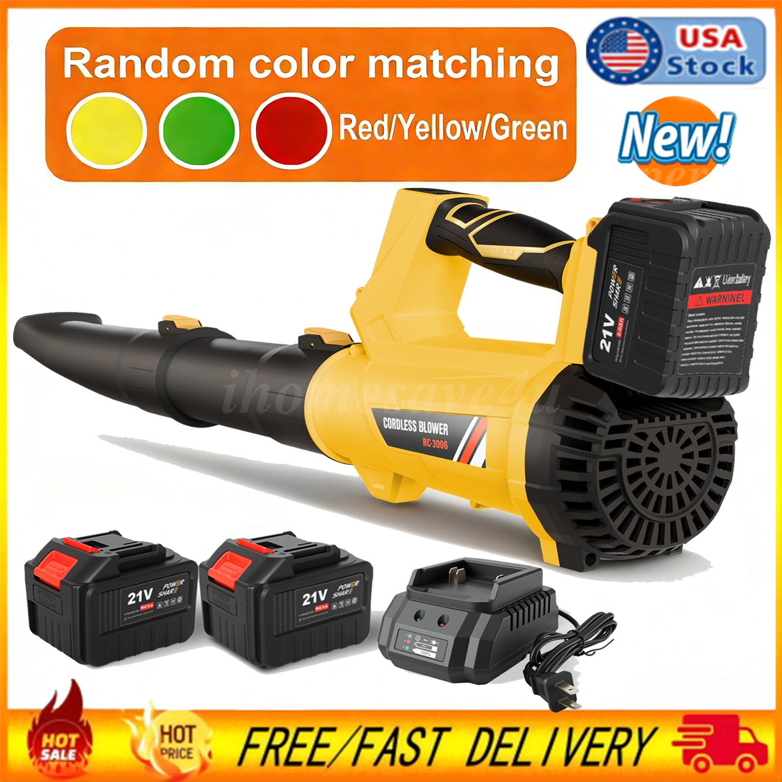 Cordless Leaf Blower 680CFM/280MPH & 6 Speed Levels Electric w/2 Batteries 6.0Ah