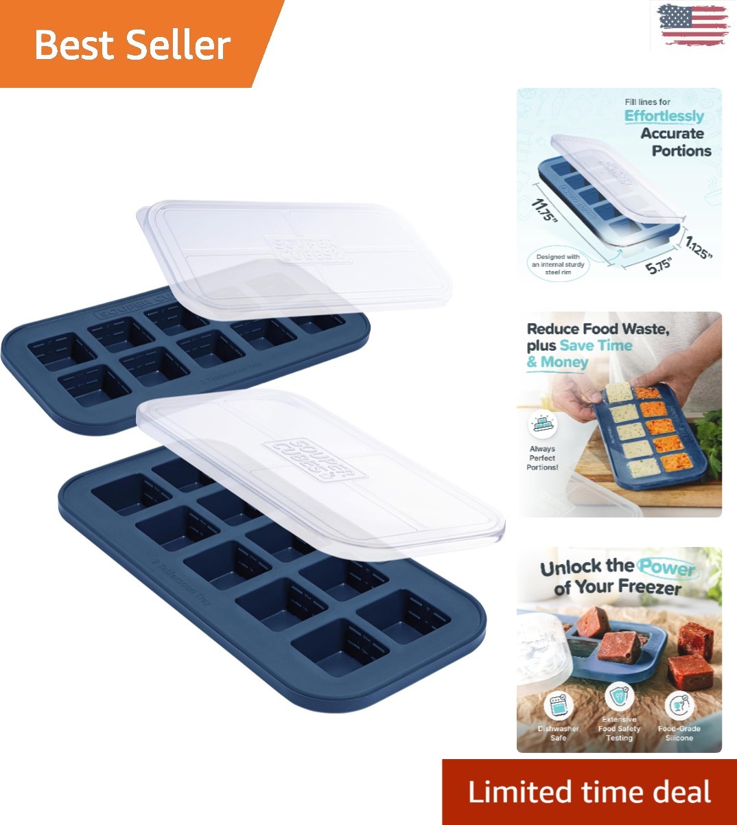 Space-Saving Blueberry Silicone Freezer Molds – 2-Pack for Efficient Storage