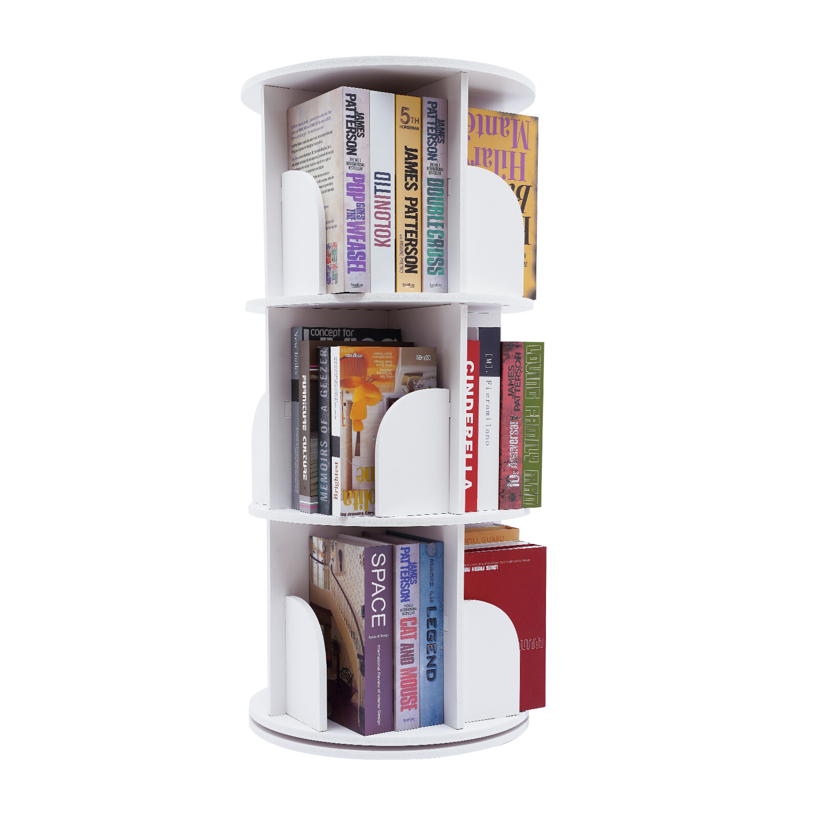 3 Tiers 360° Rotating Stackable Shelves Bookshelf Organizer Floor Standing USA