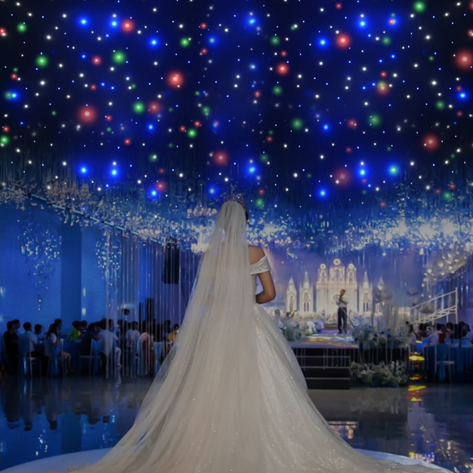 4mx4m LED Stage Backdrop Star Light Curtain Backdrops Galaxy Starry Background