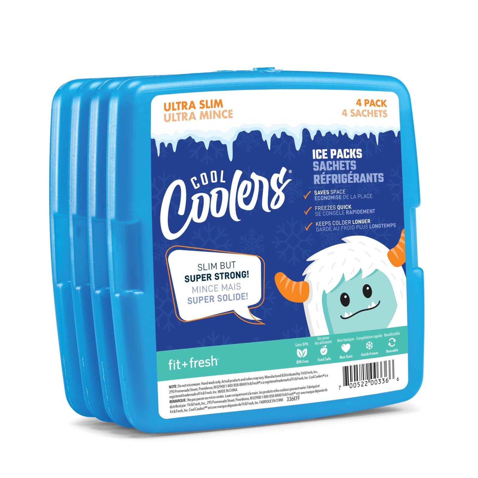 Cool Coolers by Fit + Fresh, 4 Pack Slim Ice Packs, Space Saving Reusable Ice...